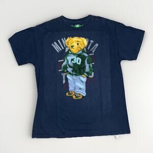Asspizza Revived Teddy Bear Graphic T-Shirt Navy Large 21x28